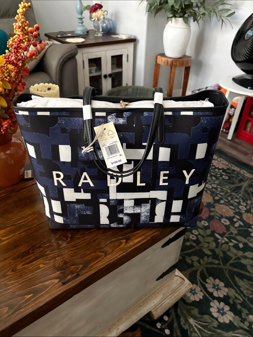 RADLEY LONDON Navy, White & Black Graphic Tote